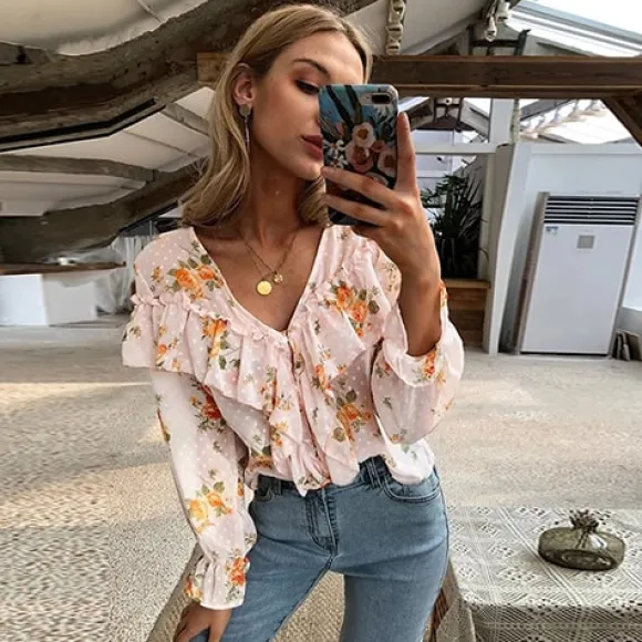 New Princesse Fleurie Blouse à Fleurs Fluide