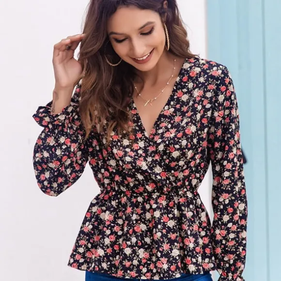 Online Princesse Fleurie Blouse Fleurie Coupe Péplum
