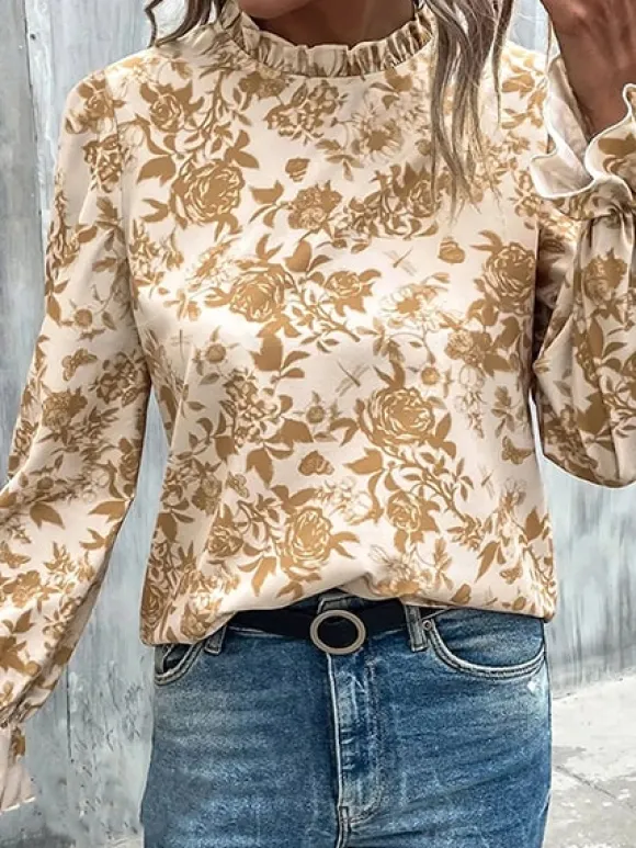 Hot Princesse Fleurie Blouse Fleurie Manches Longues