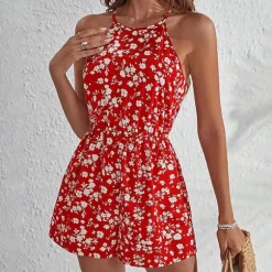 Hot Princesse Fleurie Combishort Fleuri Rouge