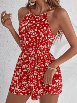 Hot Princesse Fleurie Combishort Fleuri Rouge