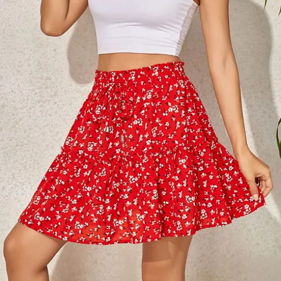 Best Princesse Fleurie Jupe Courte Fleurie Rouge