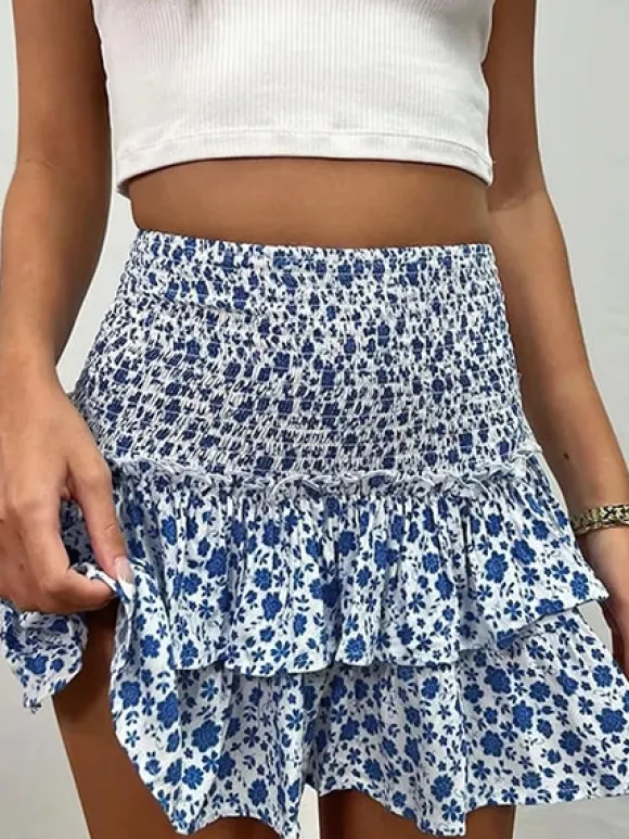 Fashion Princesse Fleurie Jupe Courte Fleurie Smockée