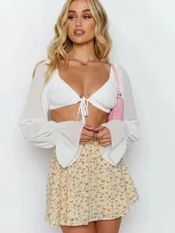 Cheap Princesse Fleurie Jupe Courte Fluide Fleurie