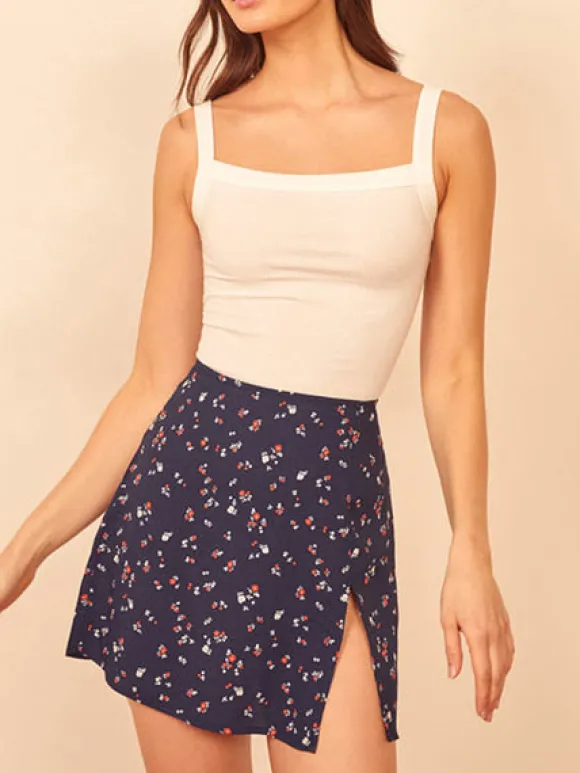 Cheap Princesse Fleurie Jupe Droite Courte Fleurie