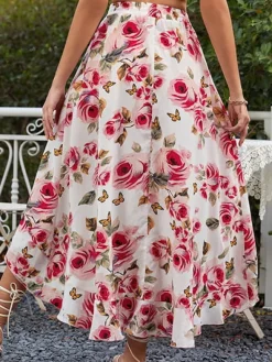 New Princesse Fleurie Jupe Fleurie Coupe Asymétrique