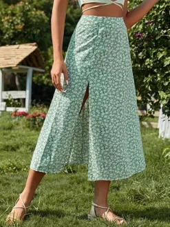 New Princesse Fleurie Jupe Longue Fleurie Verte