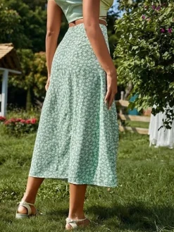 New Princesse Fleurie Jupe Longue Fleurie Verte