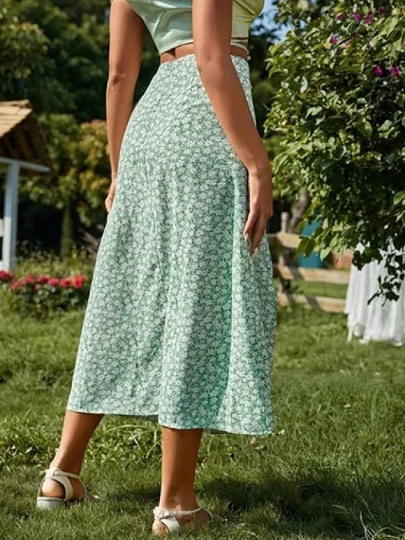 New Princesse Fleurie Jupe Longue Fleurie Verte