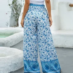 Store Princesse Fleurie Pantalon Bleu Fleuri