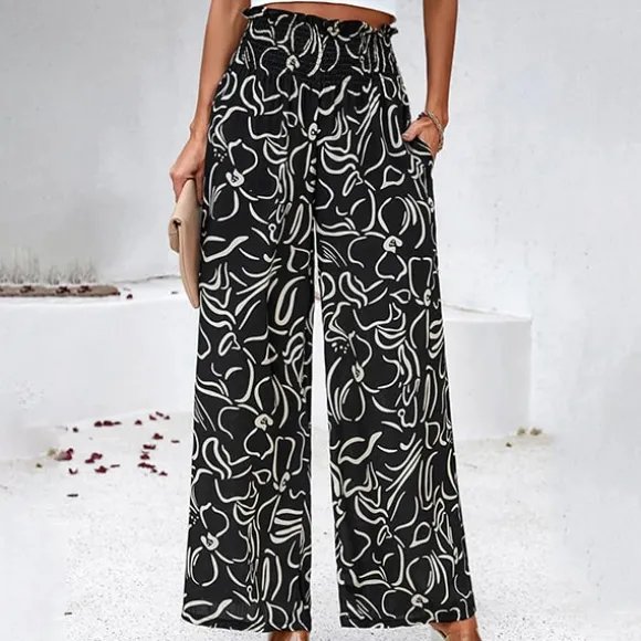 Cheap Princesse Fleurie Pantalon Noir Fleuri