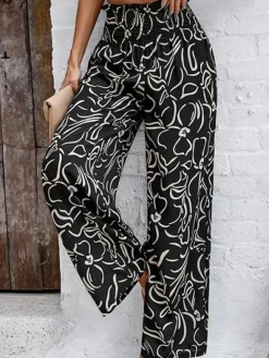 Cheap Princesse Fleurie Pantalon Noir Fleuri