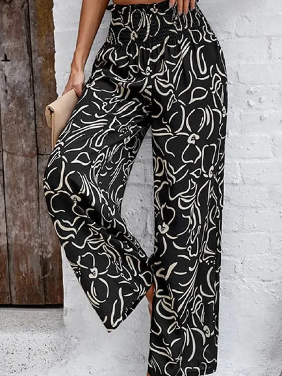 Cheap Princesse Fleurie Pantalon Noir Fleuri