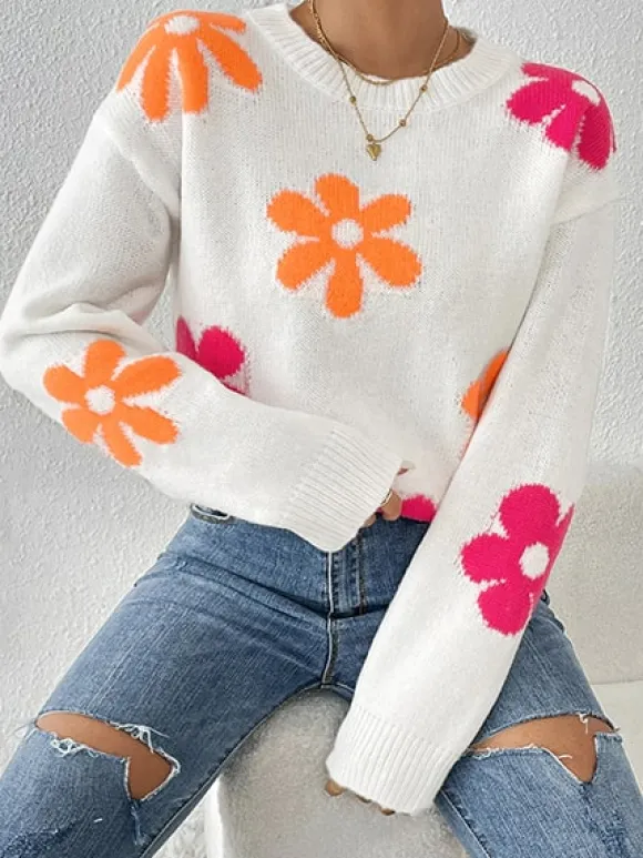 Best Princesse Fleurie Pull Blanc Fleuri