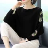 Outlet Princesse Fleurie Pull Noir Brodé Fleurs