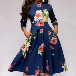 Flash Sale Princesse Fleurie Robe Bleu Fleurs Roses