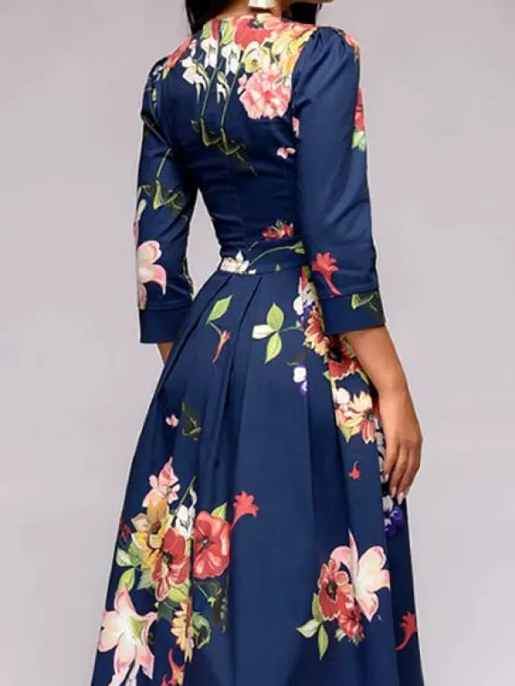 Flash Sale Princesse Fleurie Robe Bleu Fleurs Roses