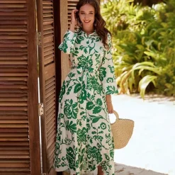 Hot Princesse Fleurie Robe Chemisier Fleurie Mi-Longue