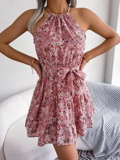 Best Princesse Fleurie Robe Courte Fleurie Col Licou