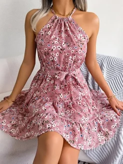 Best Princesse Fleurie Robe Courte Fleurie Col Licou