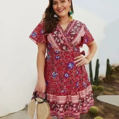 Store Princesse Fleurie Robe Courte Fleurie Grande Taille