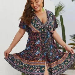 Store Princesse Fleurie Robe Courte Fleurie Grande Taille