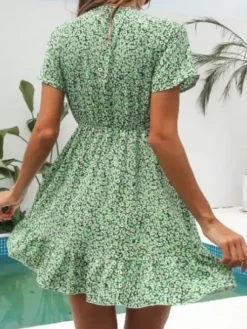 Hot Princesse Fleurie Robe Courte Fleurie Verte