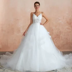 Best Sale Princesse Fleurie Robe de Mariée Fleurie à Bretelles
