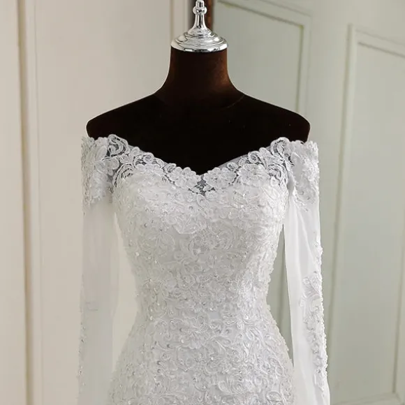 Hot Princesse Fleurie Robe de Mariée Fleurie Manches Longues