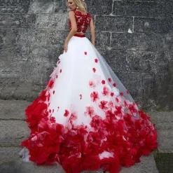 Fashion Princesse Fleurie Robe de Mariée Fleurs Rouges