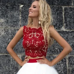 Fashion Princesse Fleurie Robe de Mariée Fleurs Rouges