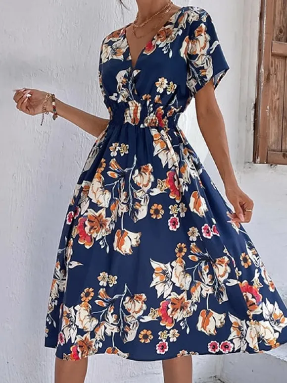 Online Princesse Fleurie Robe d'Été Fleurie Mi Longue