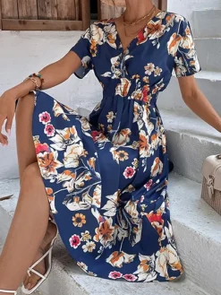 Online Princesse Fleurie Robe d'Été Fleurie Mi Longue