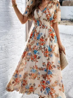 Fashion Princesse Fleurie Robe Fleurie avec Manches