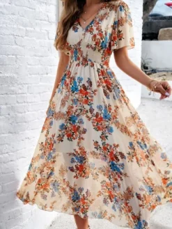 Fashion Princesse Fleurie Robe Fleurie avec Manches