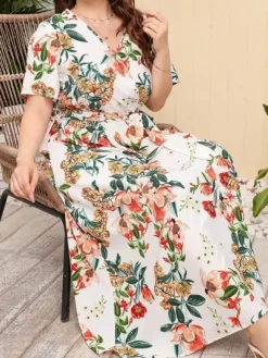 Flash Sale Princesse Fleurie Robe Fleurie Blanche Grande Taille