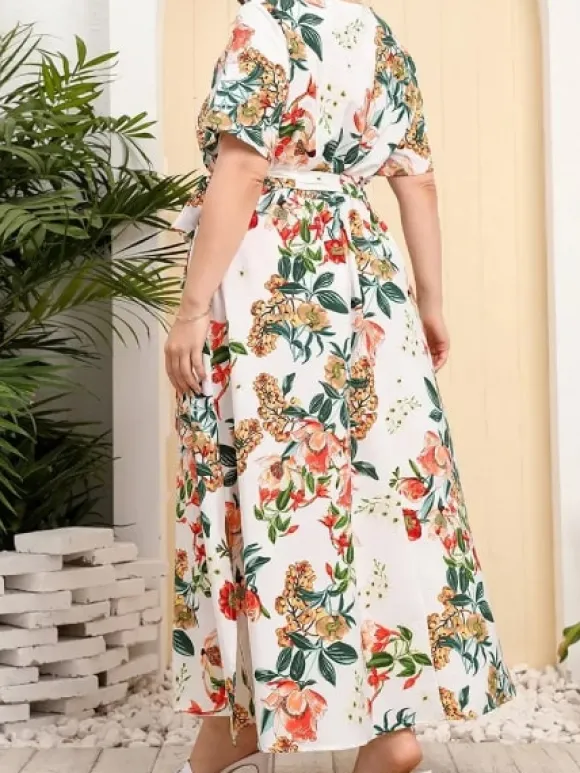 Flash Sale Princesse Fleurie Robe Fleurie Blanche Grande Taille