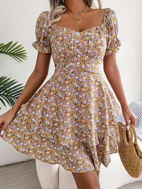 Online Princesse Fleurie Robe Fleurie Courte à Volants