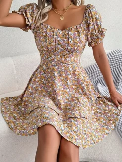 Online Princesse Fleurie Robe Fleurie Courte à Volants