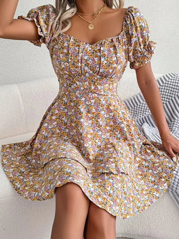 Online Princesse Fleurie Robe Fleurie Courte à Volants