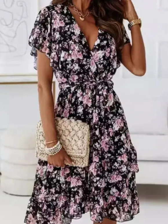 Fashion Princesse Fleurie Robe Fleurie Courte Bohème