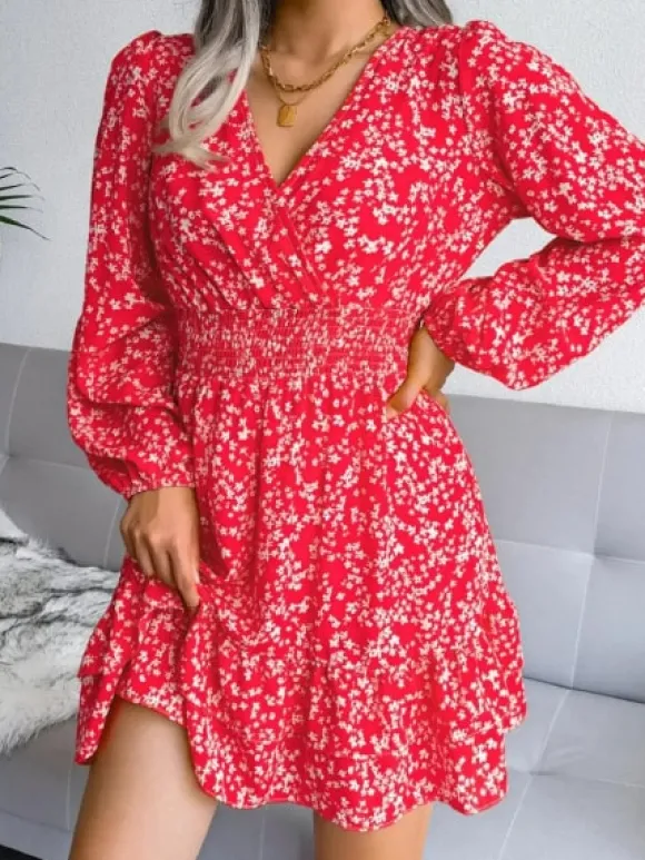 Shop Princesse Fleurie Robe Fleurie Courte Manches Longues