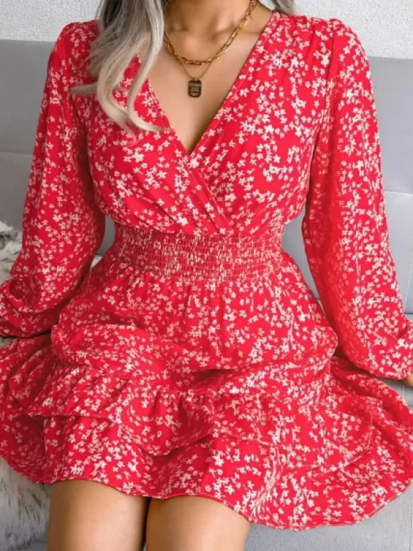 Shop Princesse Fleurie Robe Fleurie Courte Manches Longues