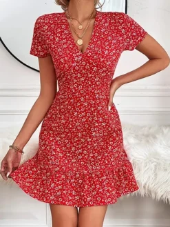 Cheap Princesse Fleurie Robe Fleurie Courte Rouge