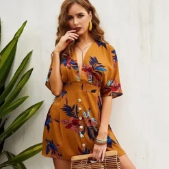 Cheap Princesse Fleurie Robe Fleurie Décolleté Plongeant