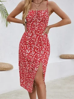 Outlet Princesse Fleurie Robe Fleurie Mi-Longue Femme