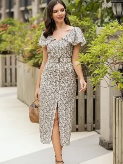 Flash Sale Princesse Fleurie Robe Fleurie Épaules Volantées