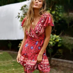 Fashion Princesse Fleurie Robe Fleurie Rouge Bohème