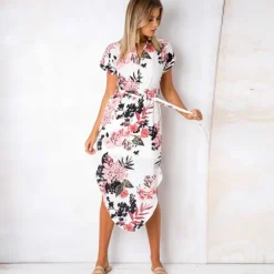 Hot Princesse Fleurie Robe Fluide Fleurie Mi-Longue