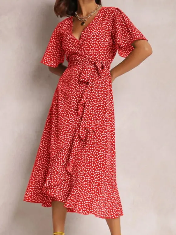 Sale Princesse Fleurie Robe Fluide Fleurie Rouge